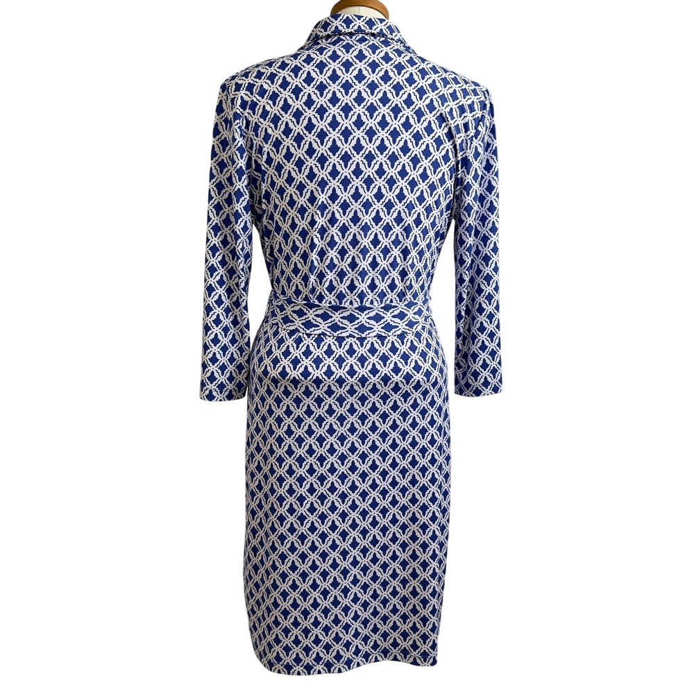 Jones New York Signature Dress Women's Small Geometric V-Neck Crossover Stretch - Picture 5 of 15